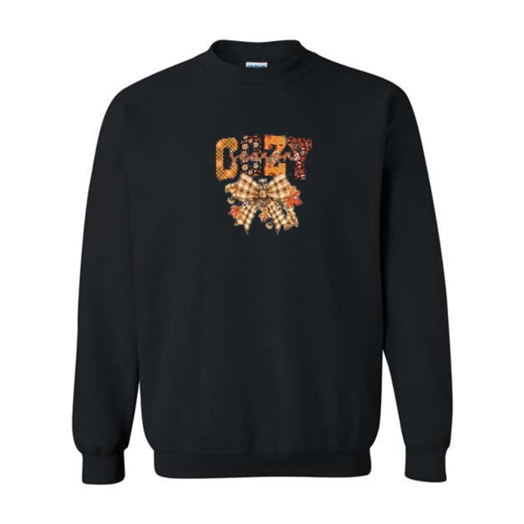 Cozy Season design on black crewneck sweatshirt