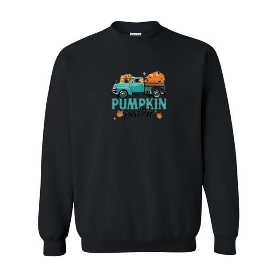 Pumpkin Patch design on black crewneck sweatshirt