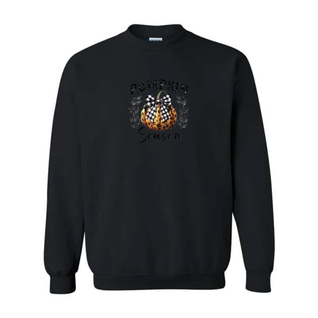 Pumpkin Season design on black crewneck sweatshirt