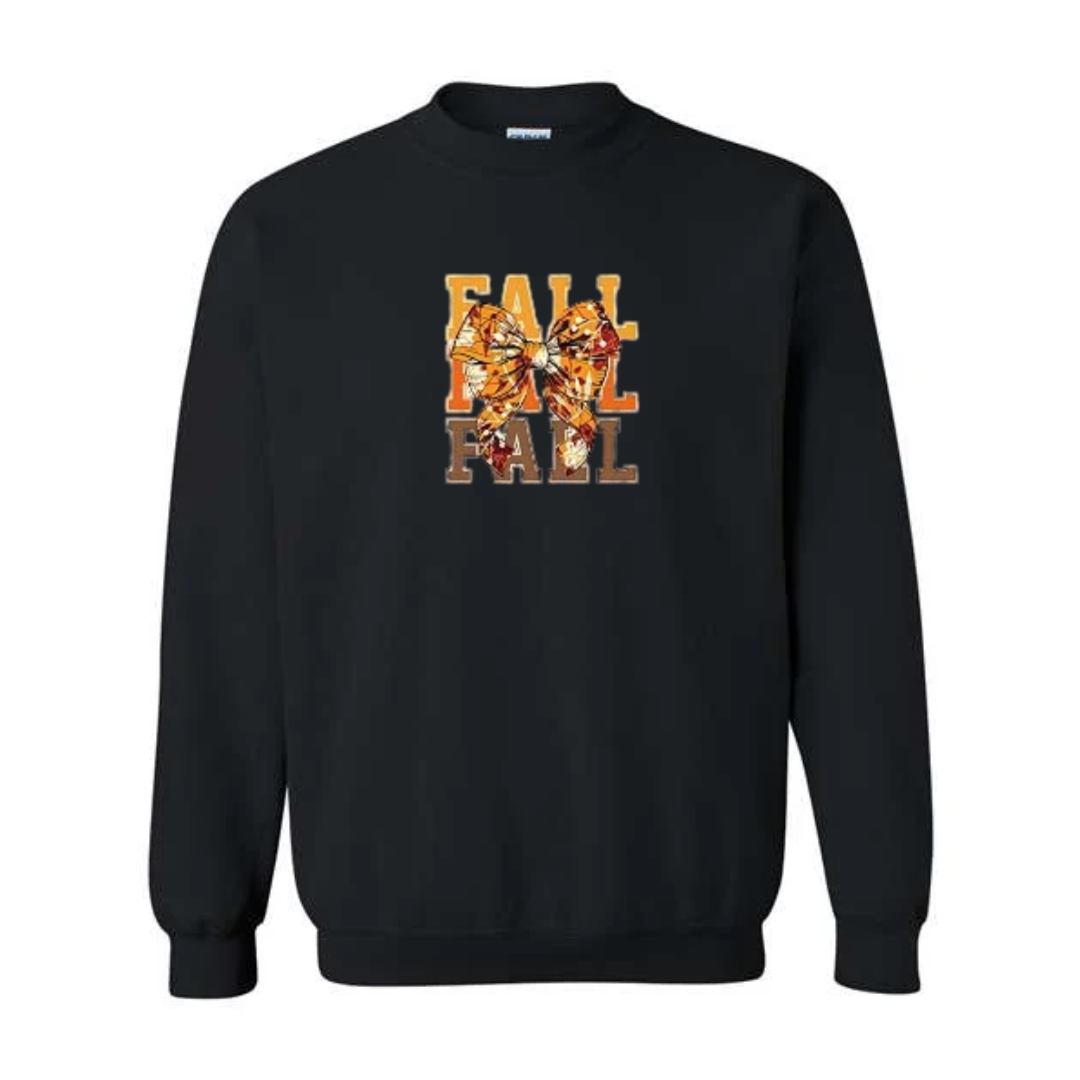 Fall Bow design on black crewneck sweatshirt