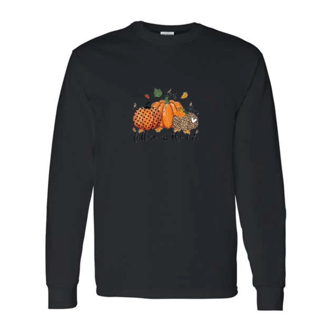 Fall Is In The Air design on black long sleeve tee