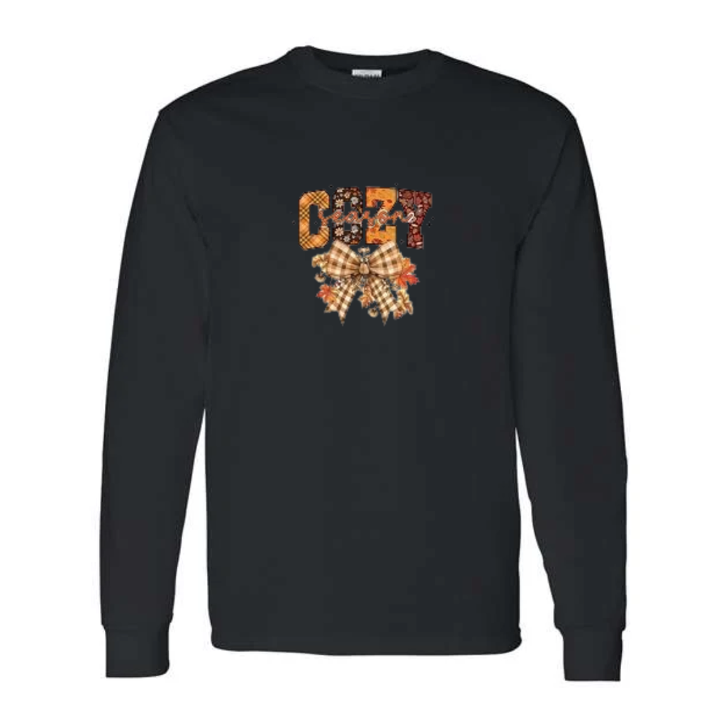 Cozy Season design on black long sleeve tee