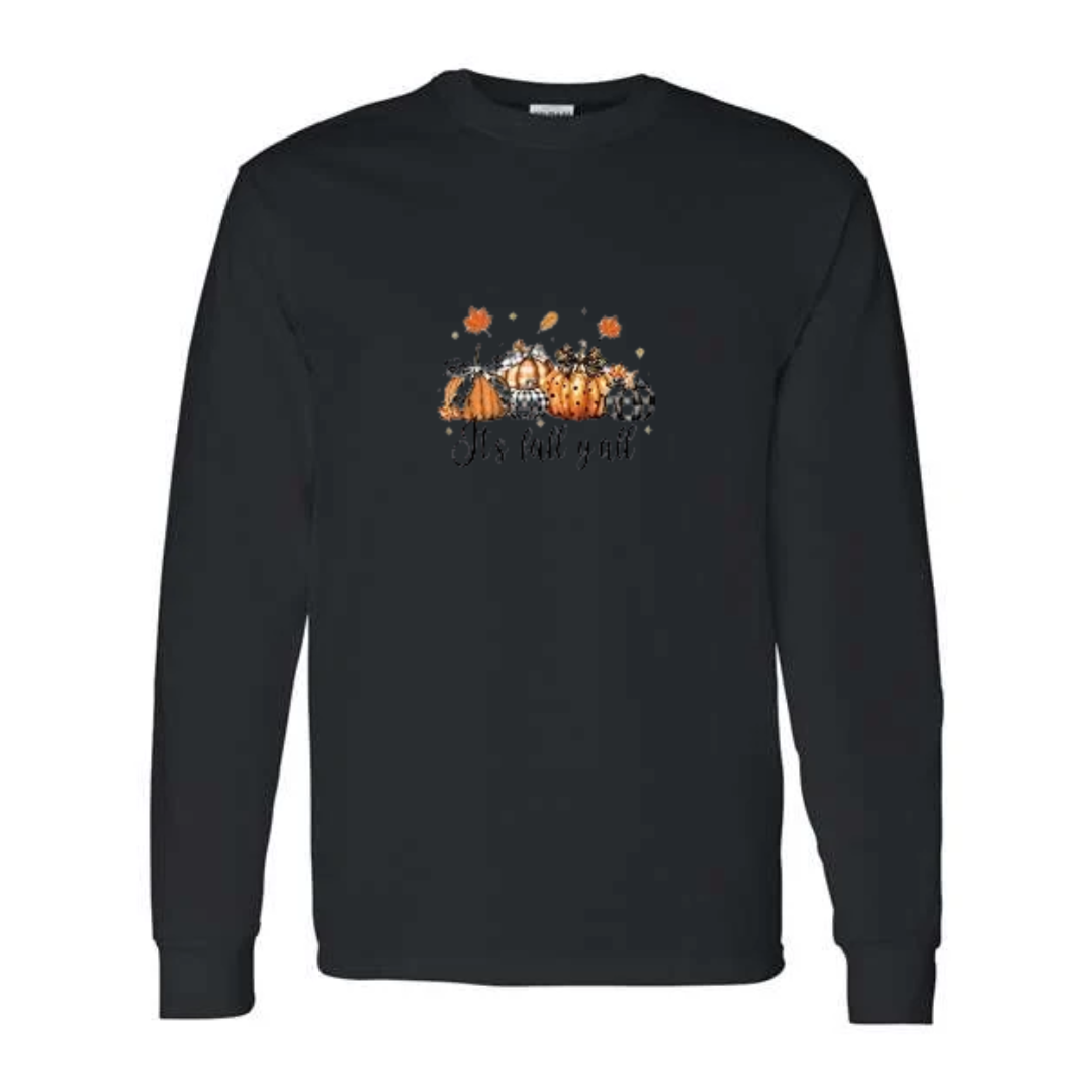It's Fall Y'all design on black long sleeve tee