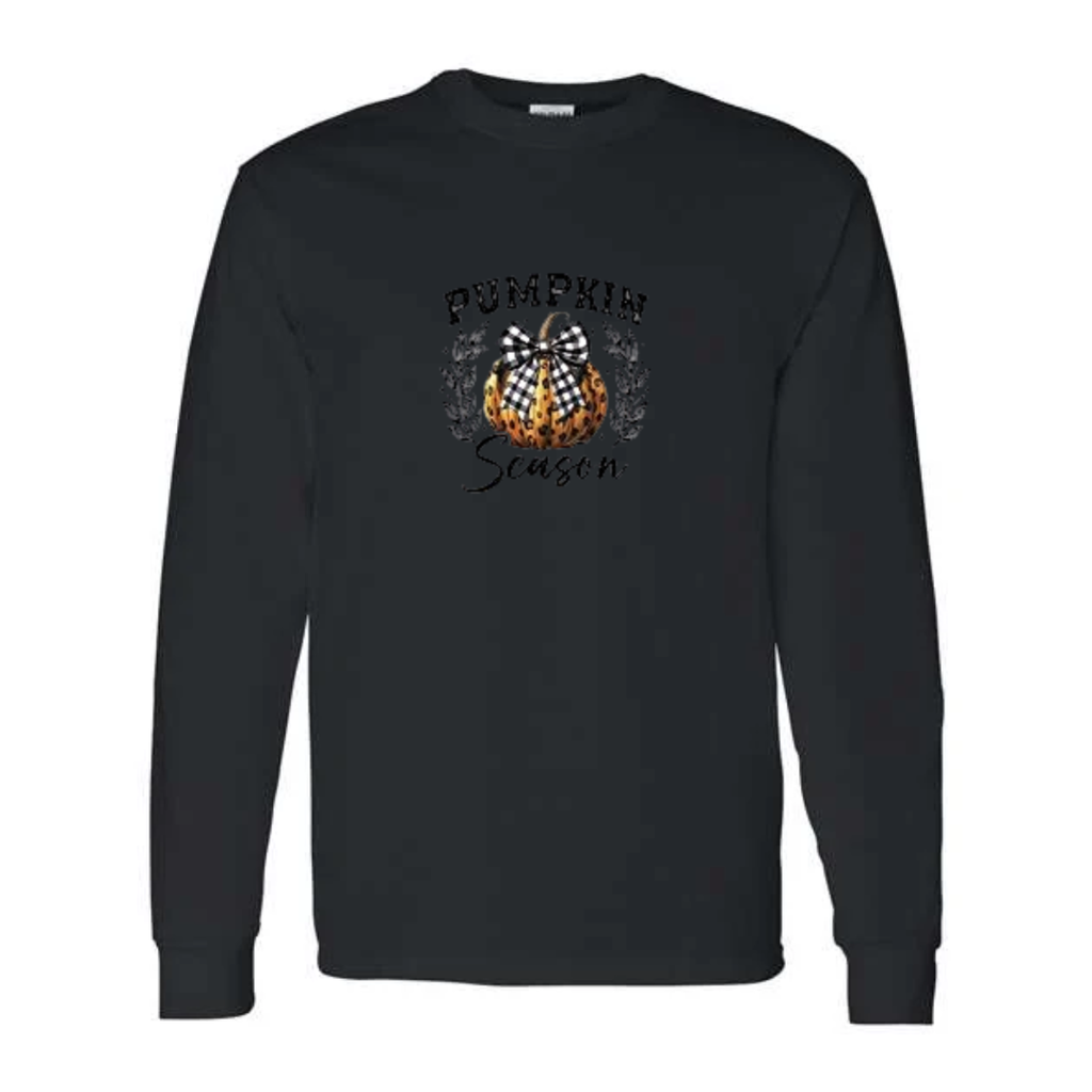 Pumpkin Season design on black long sleeve tee