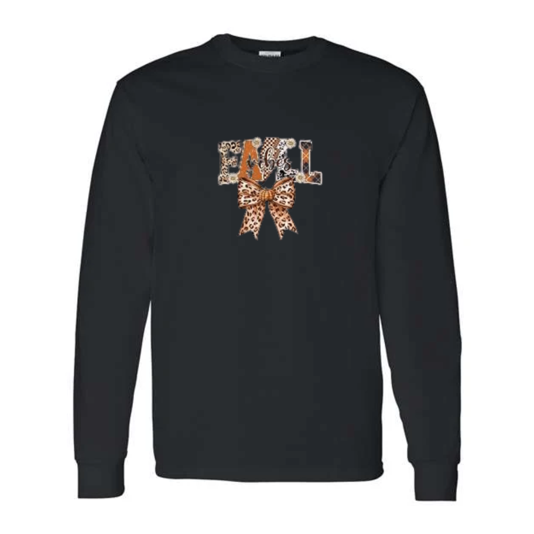 Fall Vibes design on black long sleeve tee