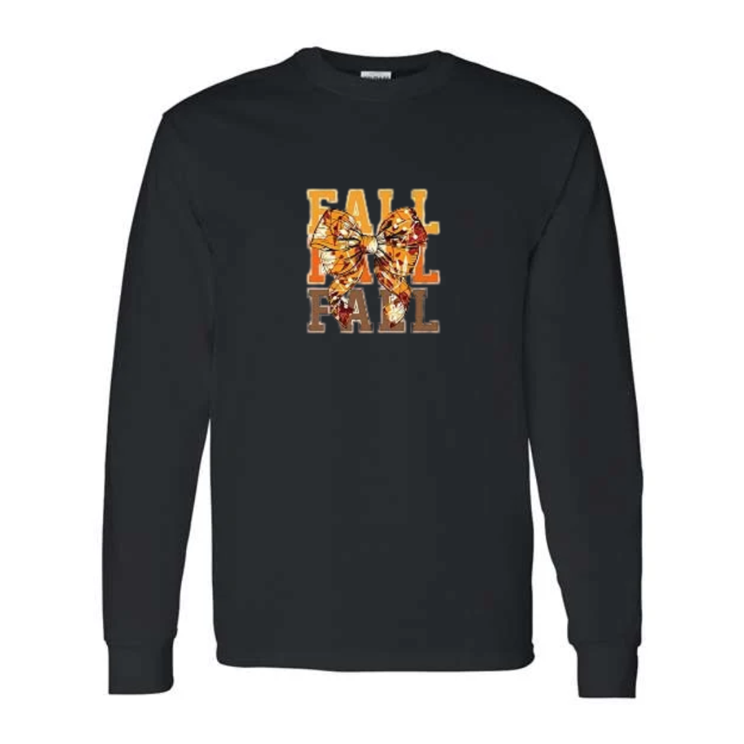Fall Bow design on black long sleeve tee