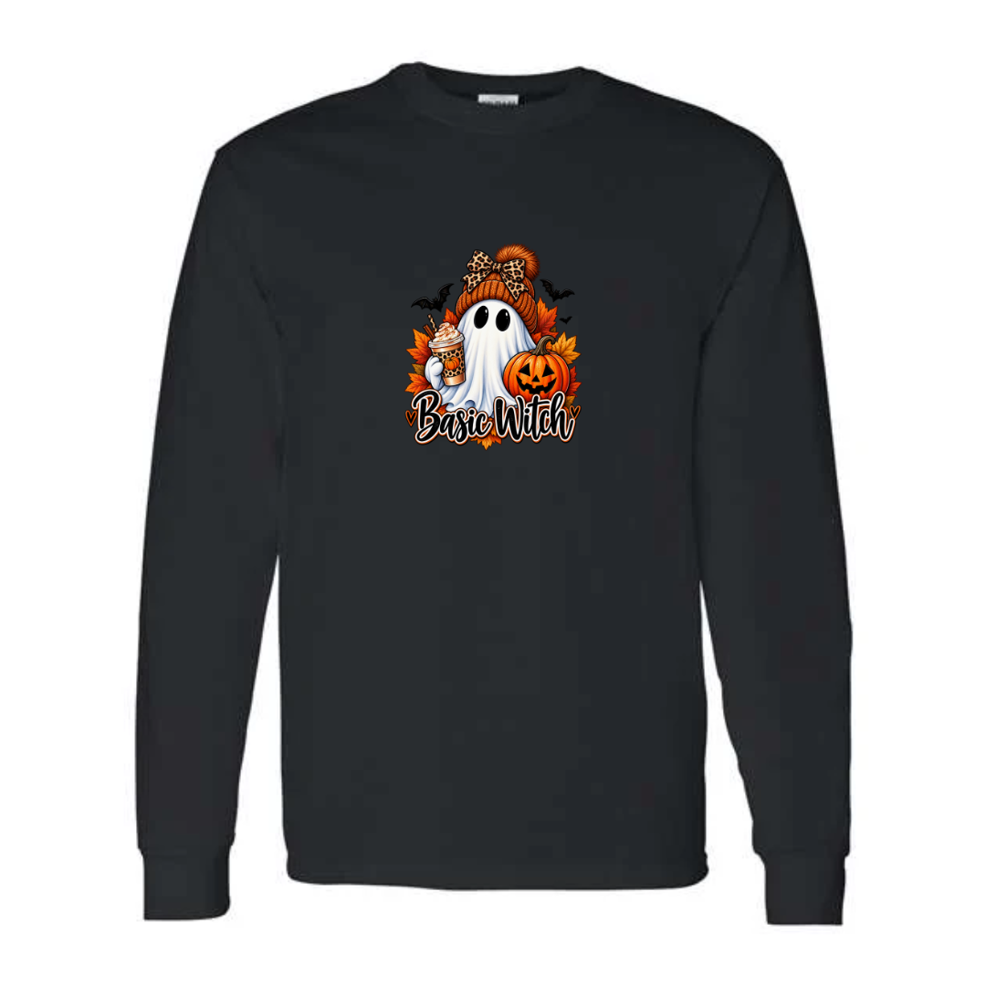 Basic Witch design on black long sleeve tee