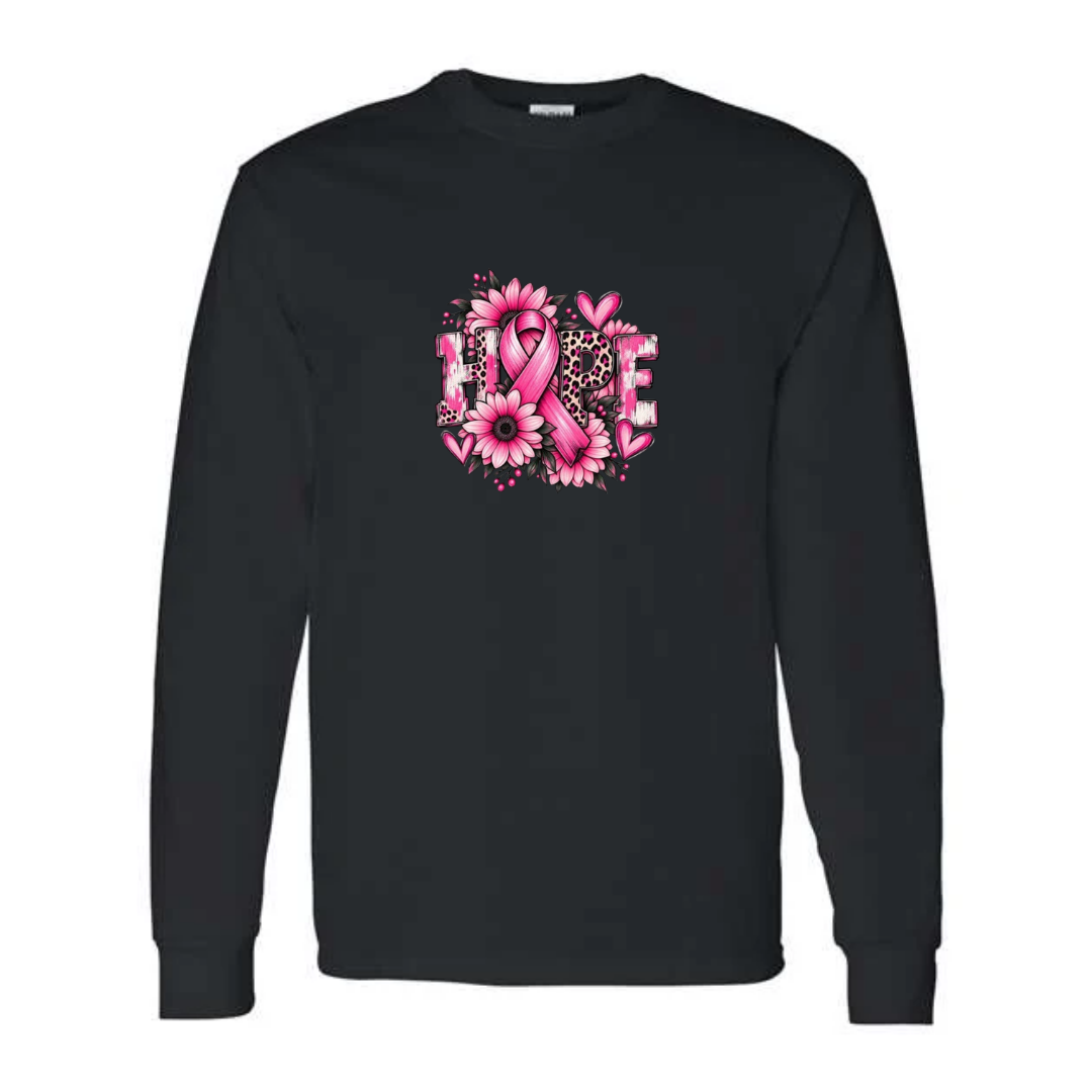 Hope — Sunflower design on black long sleeve tee
