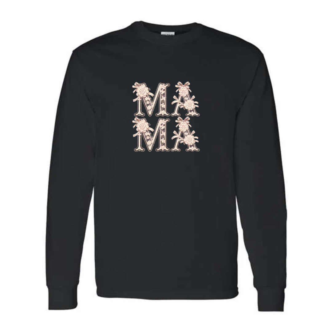MAMA design on black long sleeve tee