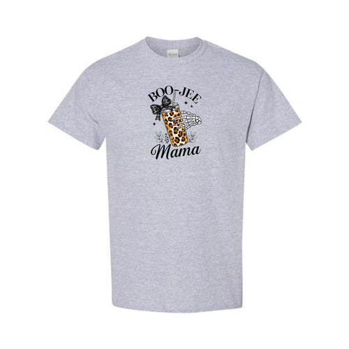 Boo-Jee Mama design on grey short sleeve tee