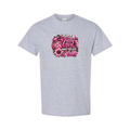 Just A Girl Who Never Gave Up design on grey short sleeve tee