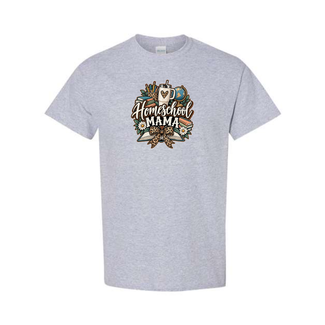 Homeschool Mama design on grey short sleeve tee