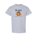 Thankful Grateful Blessed design on grey short sleeve tee