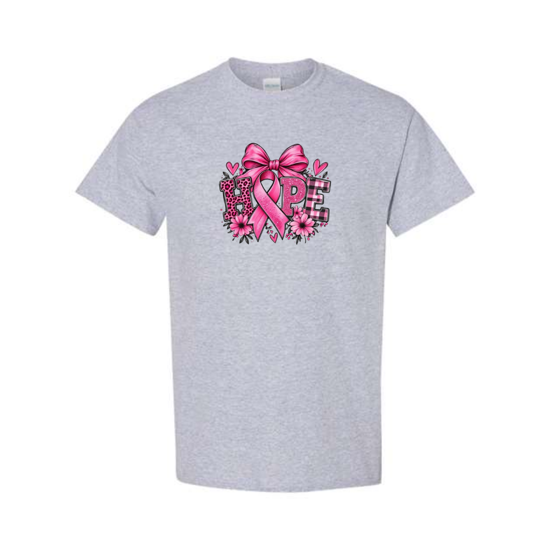Hope — Bow design on grey short sleeve tee