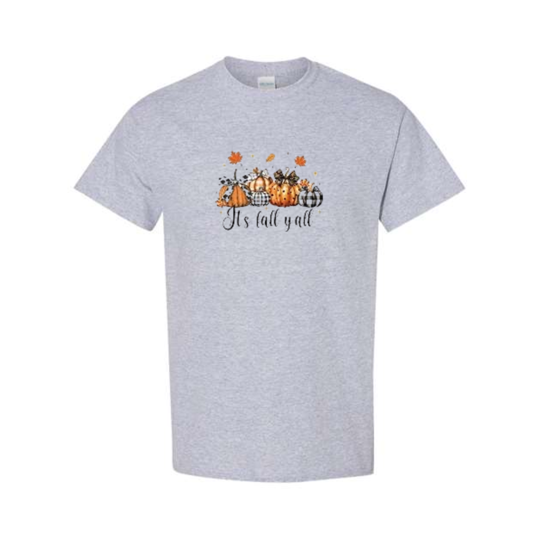 It's Fall Y'all design on grey short sleeve tee