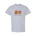 Peace Love Pumpkins design on grey short sleeve tee