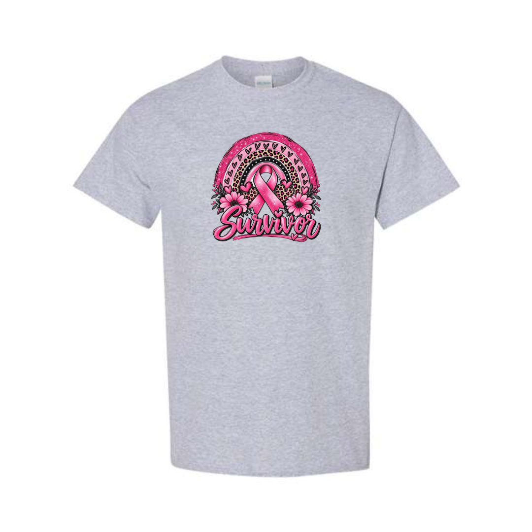 Survivor design on grey short sleeve tee