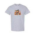 Cozy Highland Cow design on grey short sleeve tee