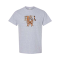 Fall Vibes Bow design on grey short sleeve tee