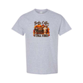Books Coffee & Fall Vibes design on grey short sleeve tee