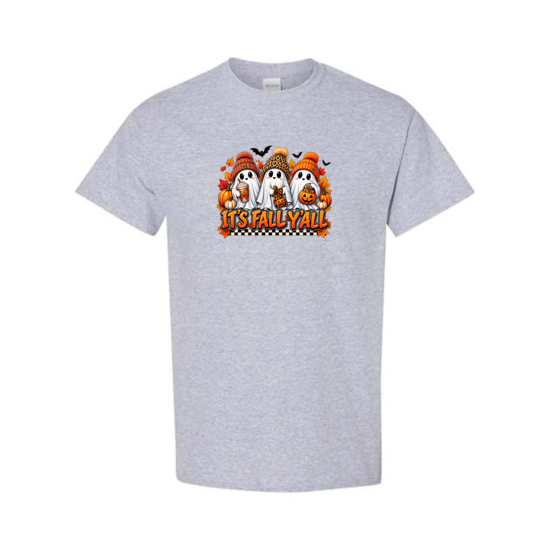 It's Fall Y'all design on grey short sleeve tee