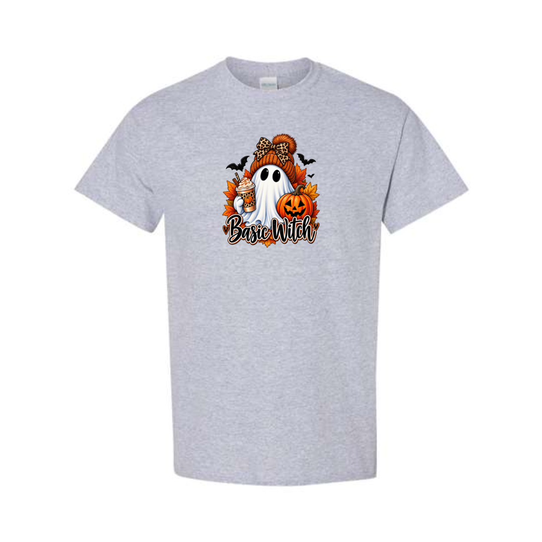 Basic Witch design on grey short sleeve tee