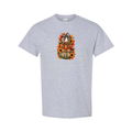 Stacked Pumpkins With Bows design on grey short sleeve tee
