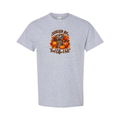 Fueled By Iced Coffee & Fall design on grey short sleeve tee