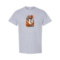 Pumpkin Spice Season Ghost design on grey short sleeve tee