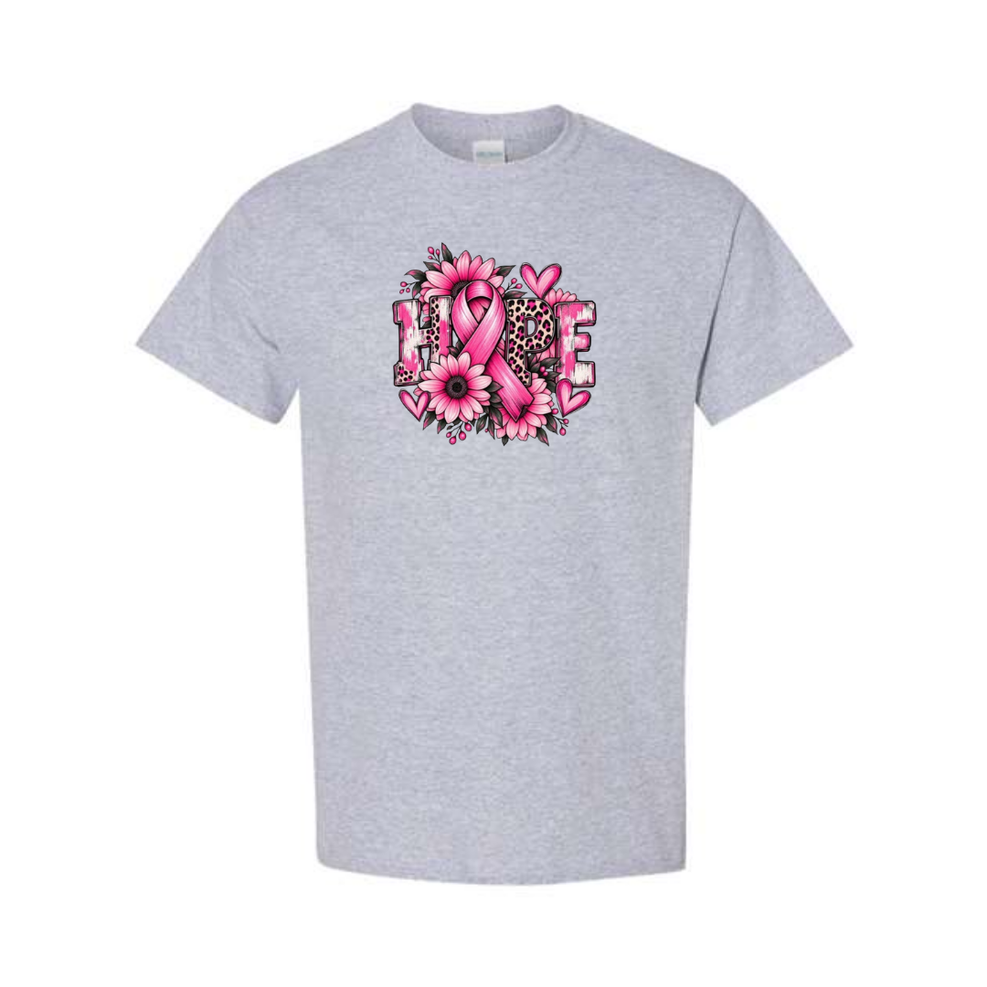 Hope — Sunflower design on grey short sleeve tee