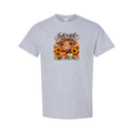 Just A Girl Who Loves Fall design on grey short sleeve tee