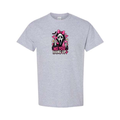 No You Hang Up design on grey short sleeve tee