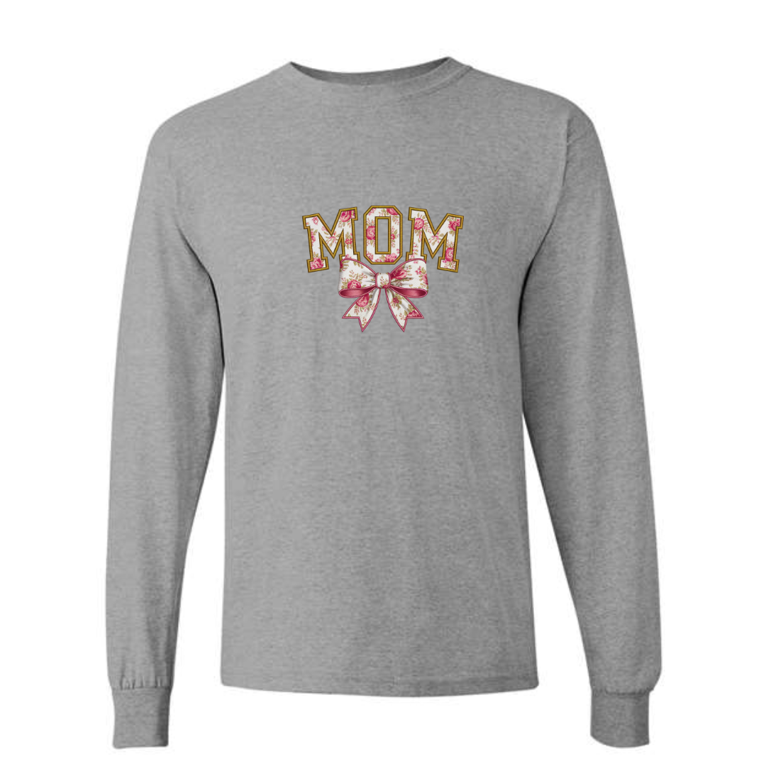 MOM design on grey long sleeve tee