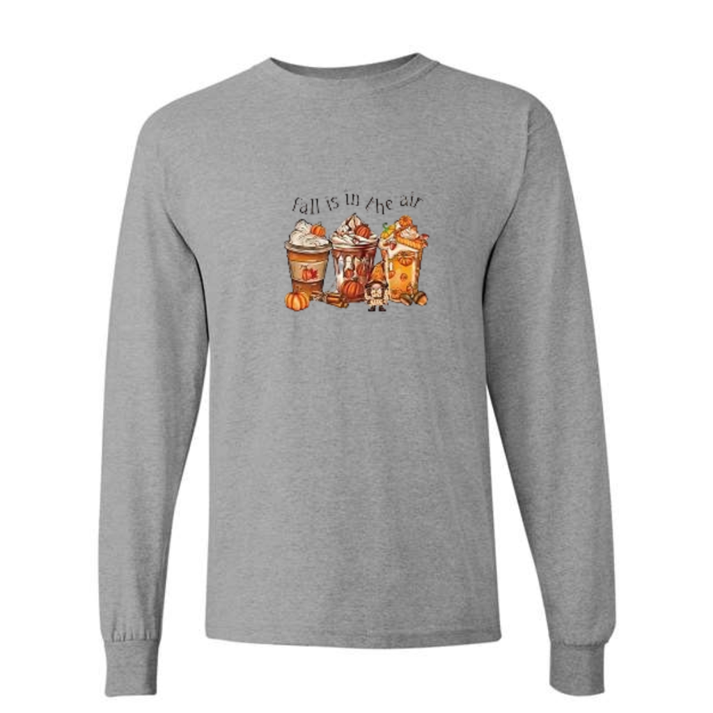 Pumpkin Spice Season design on grey long sleeve tee
