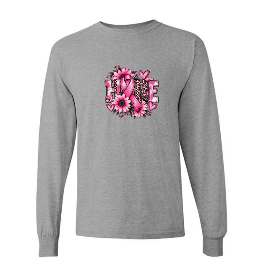 Hope — Sunflower design on grey long sleeve tee