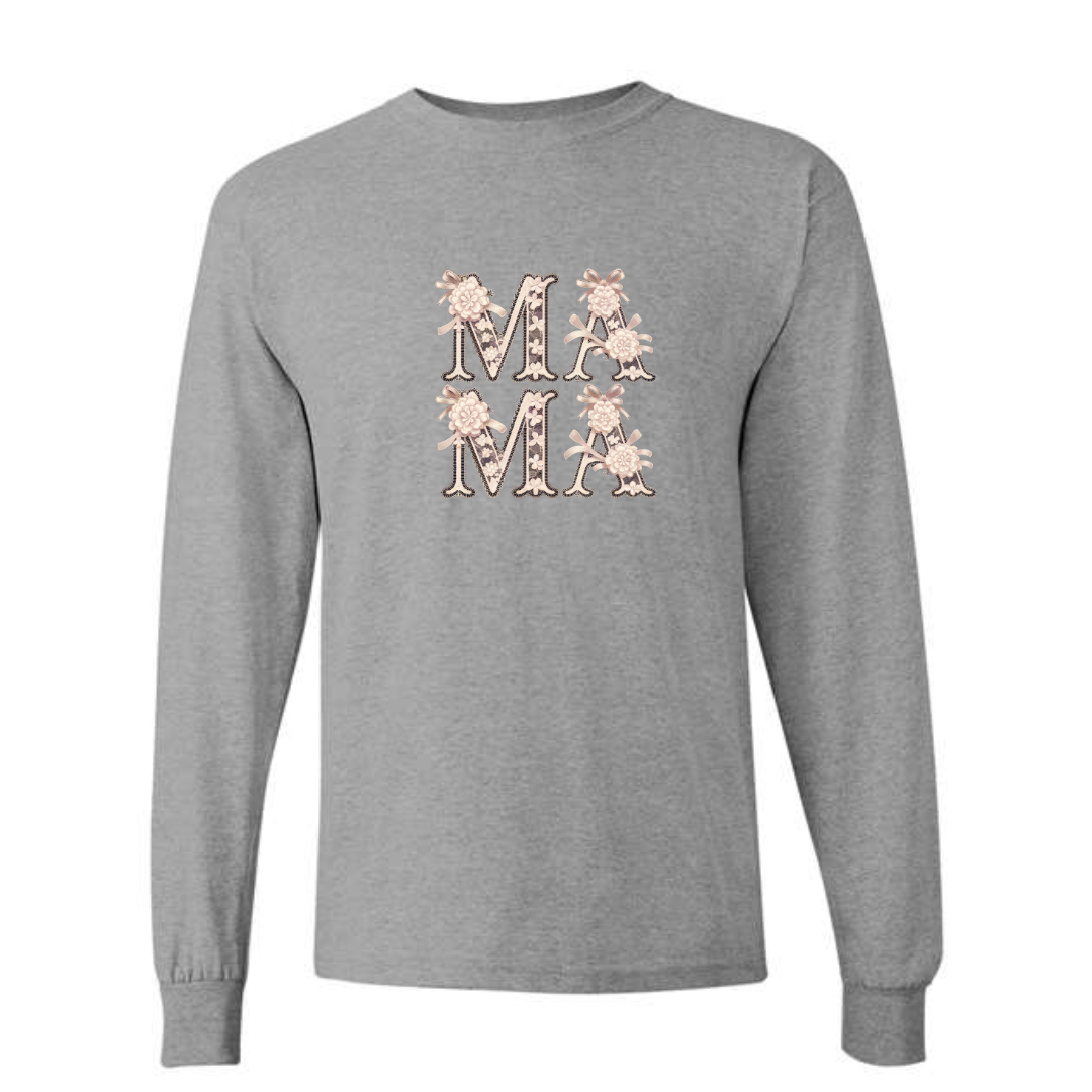 MAMA design on grey long sleeve tee