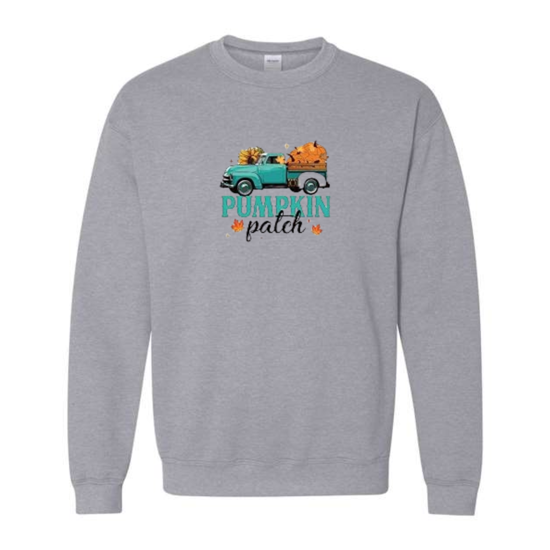 Pumpkin Patch design on grey crewneck sweatshirt