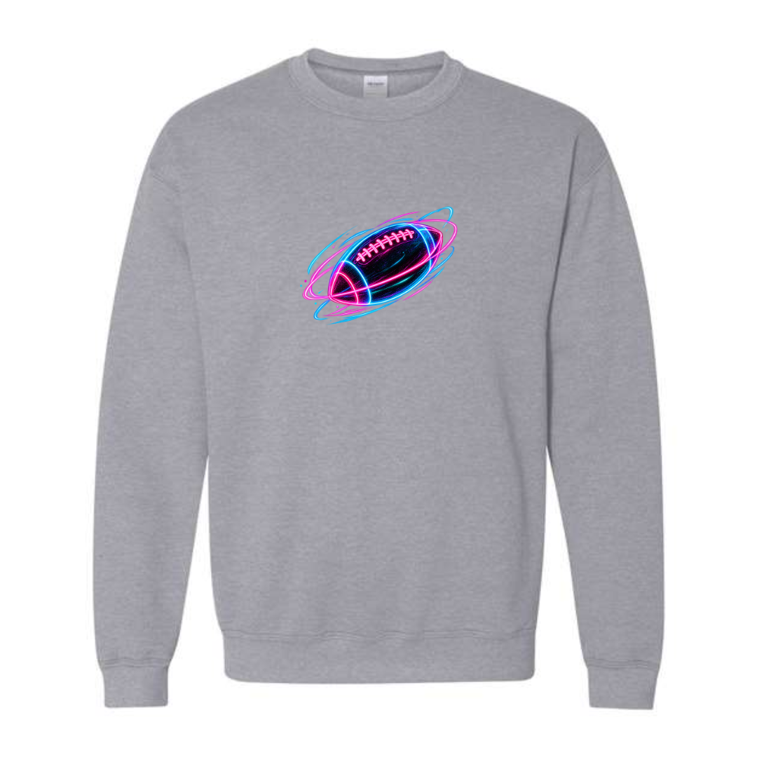 Neon Football design on grey crewneck sweatshirt