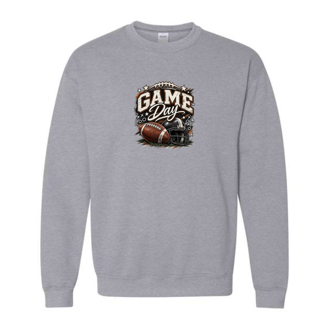 Game Day — Bold Retro design on grey crewneck sweatshirt