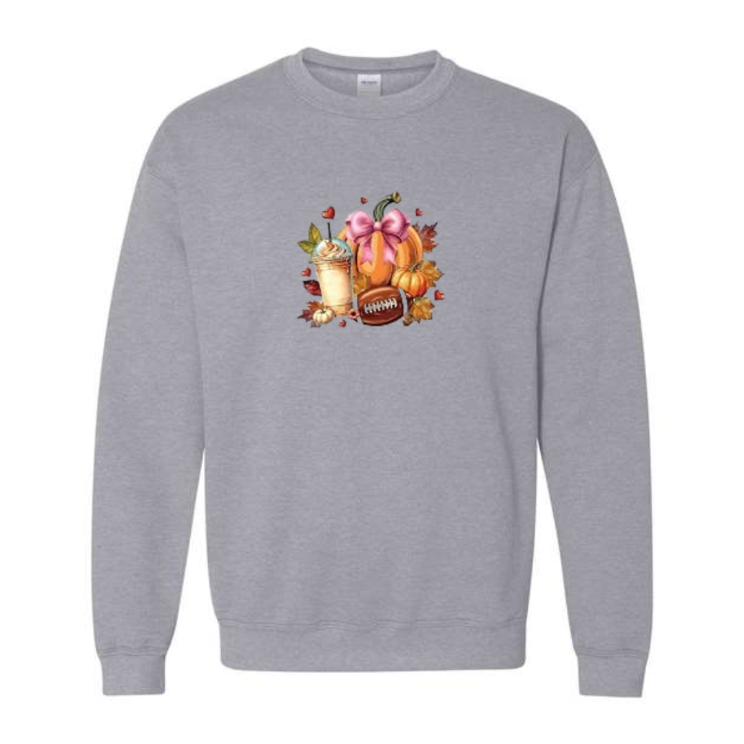 Fall Football design on grey crewneck sweatshirt