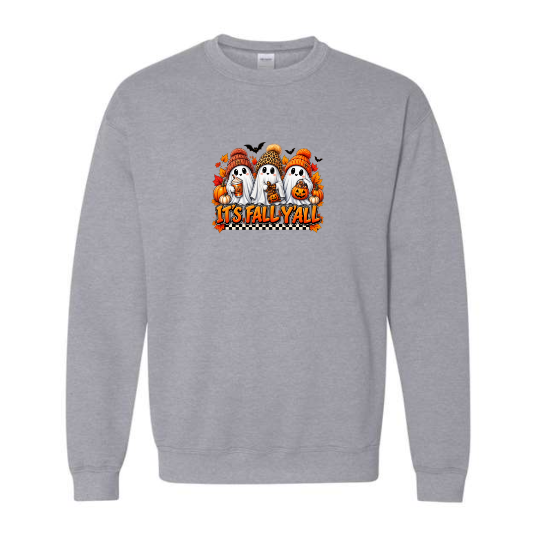 It's Fall Y'all design on grey crewneck sweatshirt