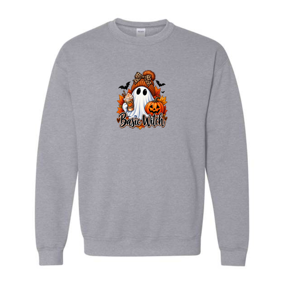 Basic Witch design on grey crewneck sweatshirt