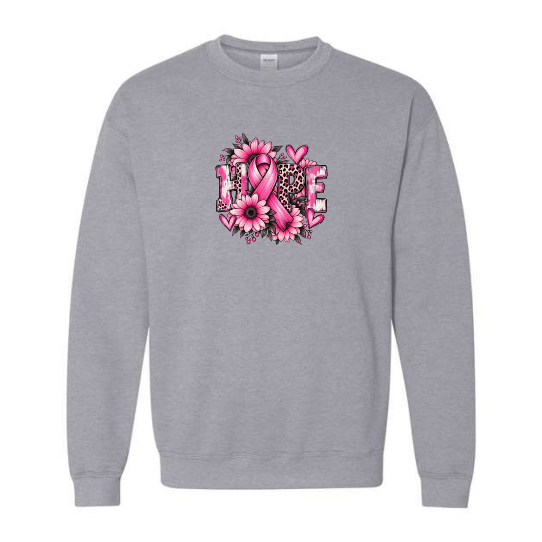 Hope — Sunflower design on grey crewneck sweatshirt