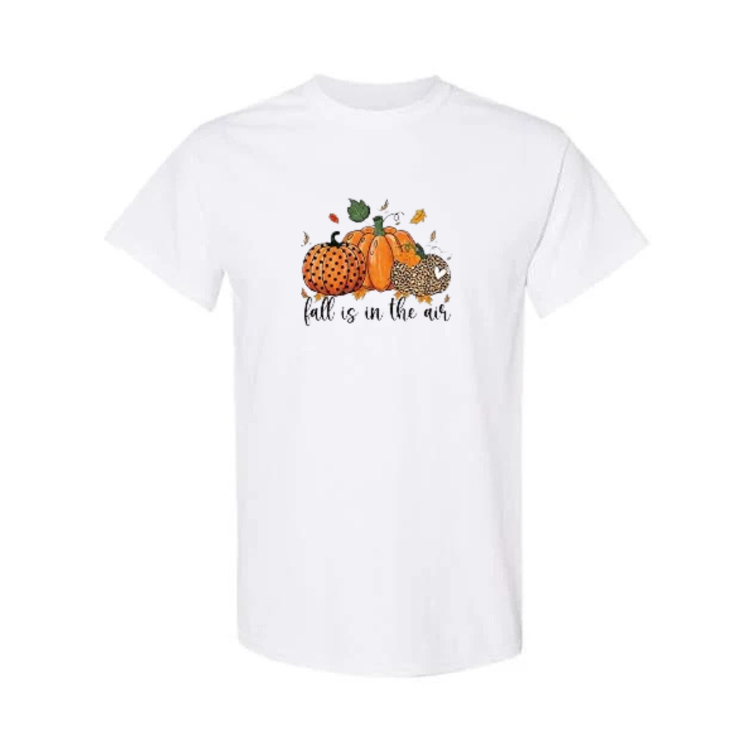 Fall Is In The Air design on white short sleeve tee