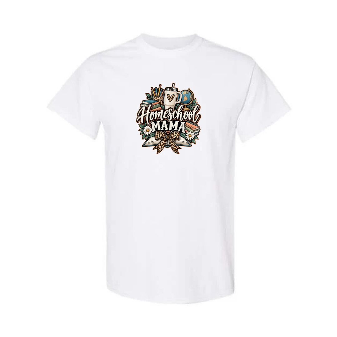Homeschool Mama design on white short sleeve tee