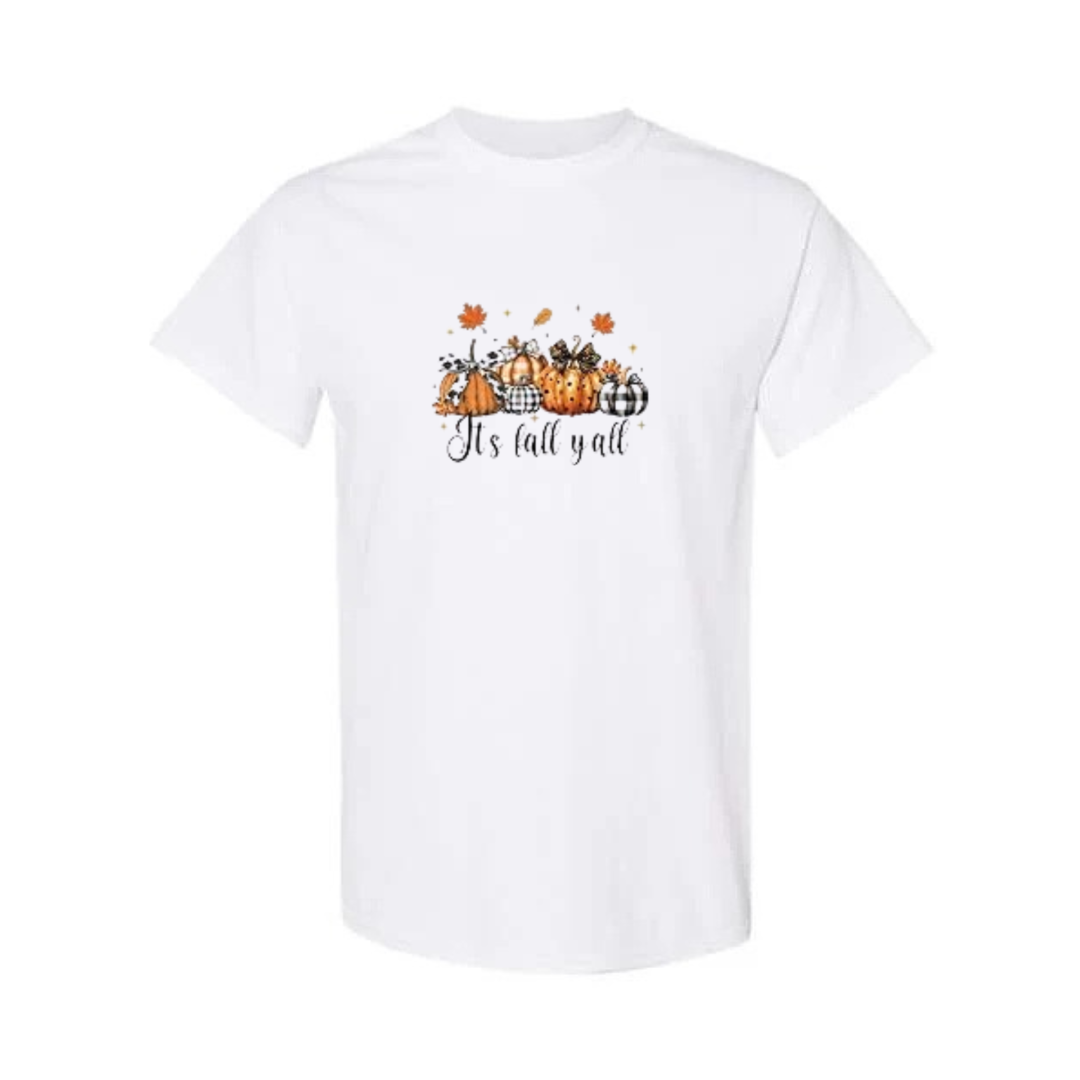 It's Fall Y'all design on white short sleeve tee