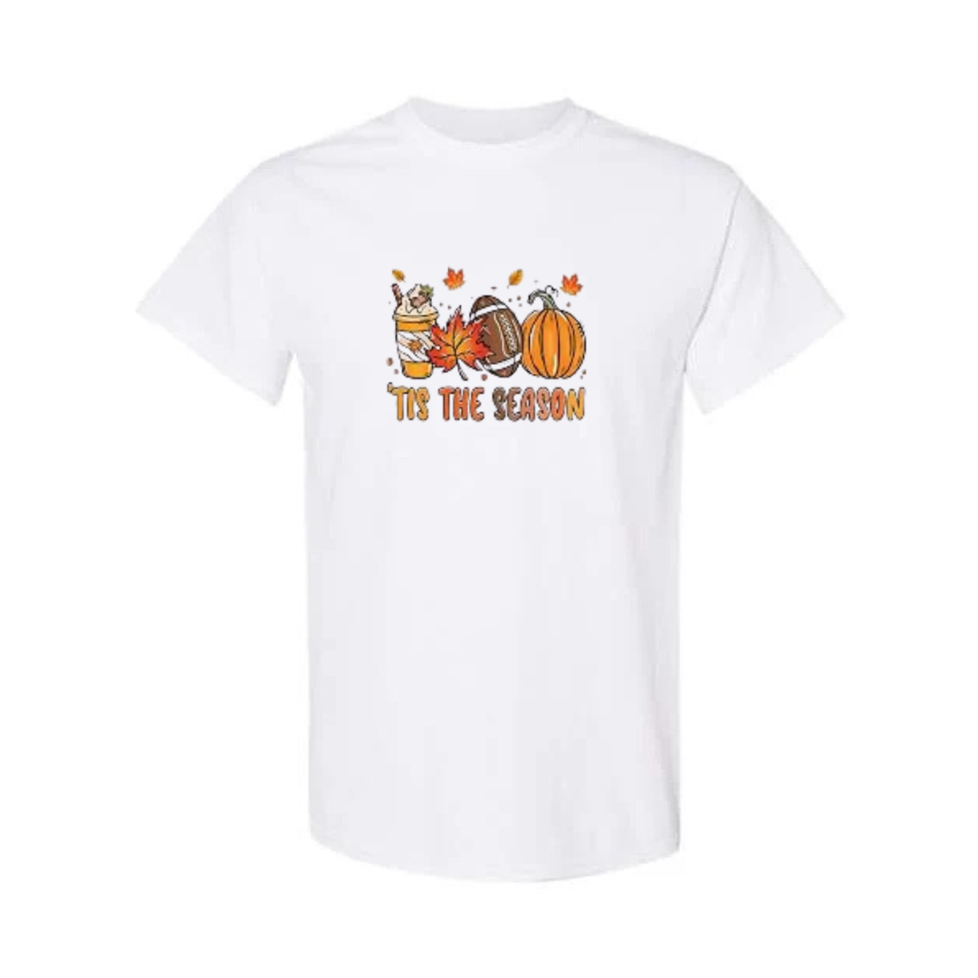 Tis The Season design on white short sleeve tee