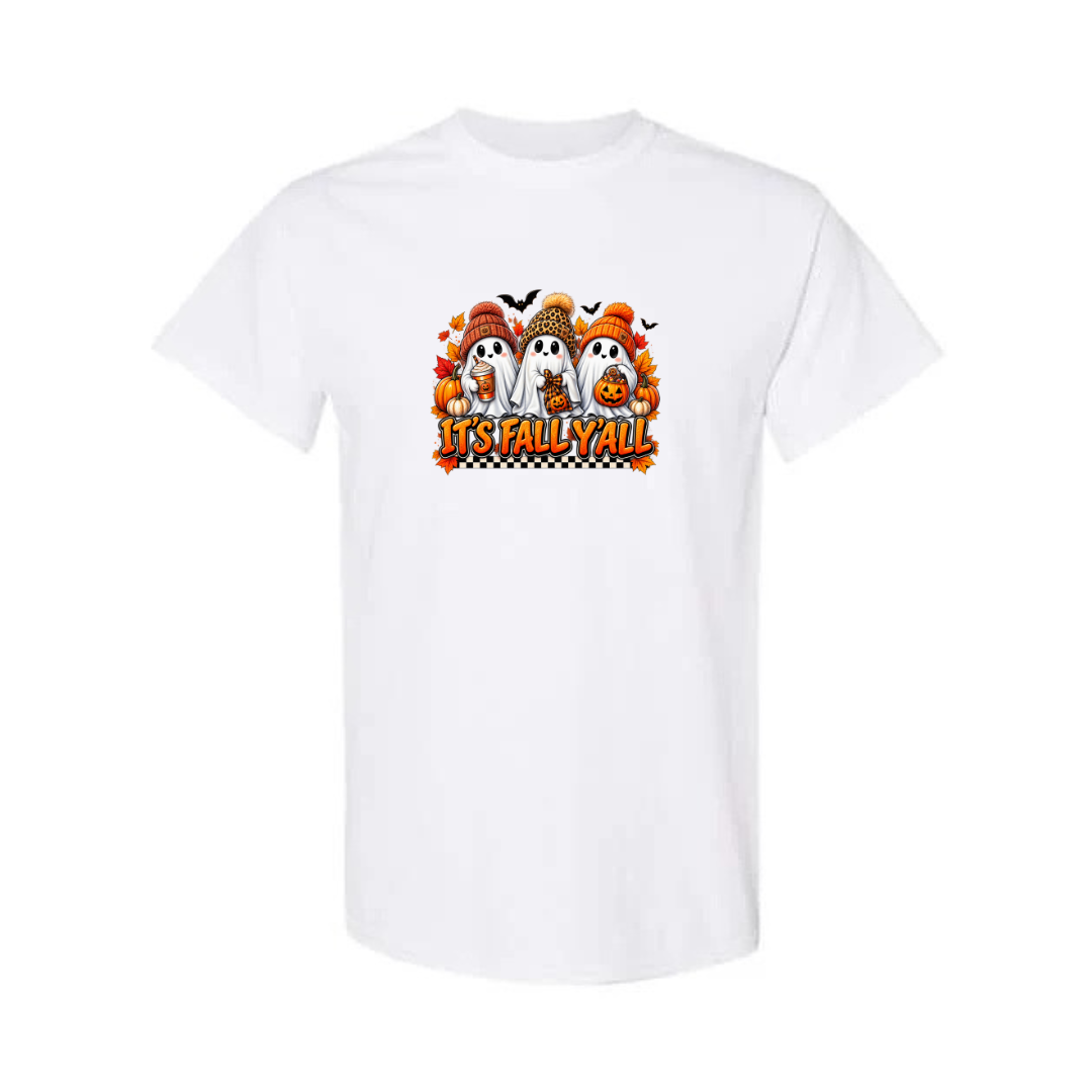 It's Fall Y'all design on white short sleeve tee