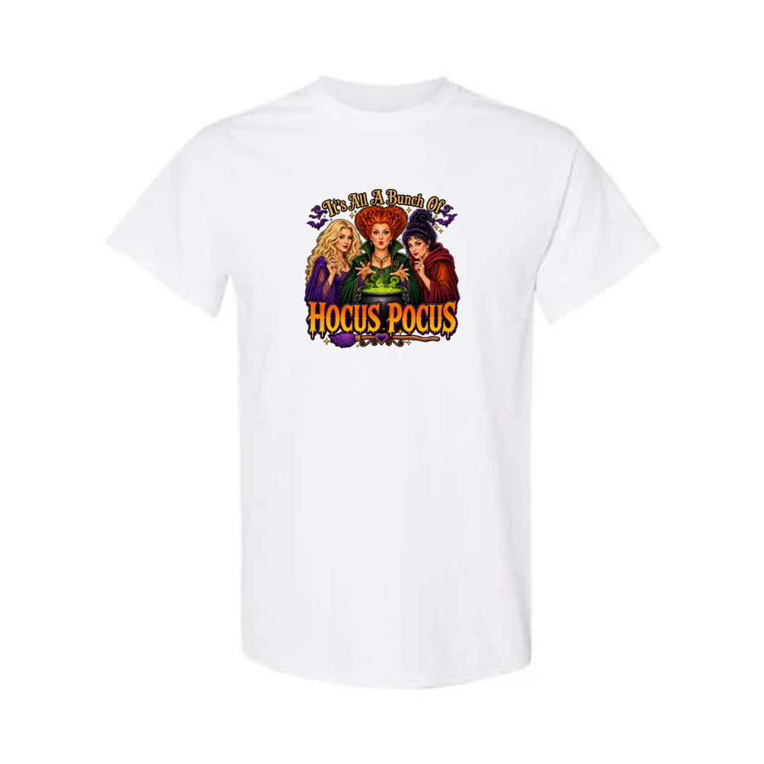 It's All A Bunch Of Hocus Pocus design on white short sleeve tee