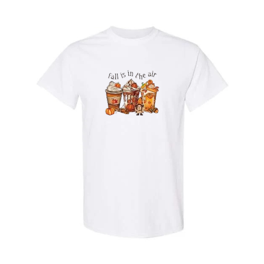 Pumpkin Spice Season design on white short sleeve tee